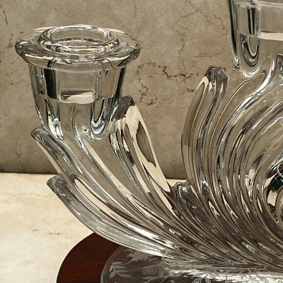 Vintage Fostoria Baroque CHINTZ Triple Tapered Candle Stand 6" Tall #2496 1930's - Picture 7 of 13